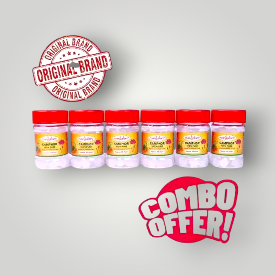 Mangalam Camphor Tablets 20g – Pack of 6 | 100% Pure | No Residue