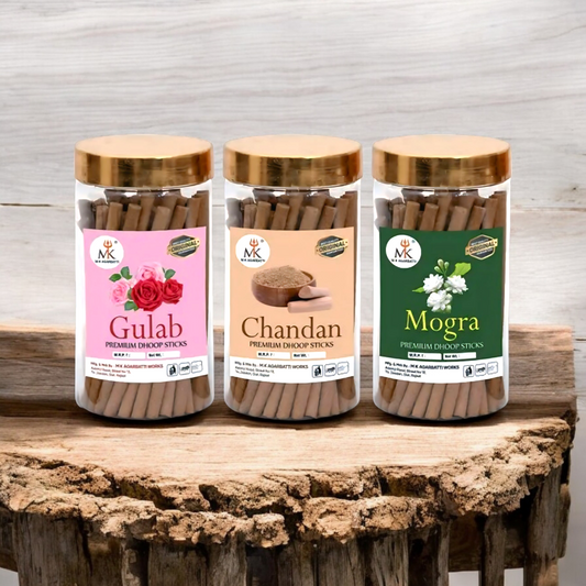 Krishna Premium Dry Dhoop – Rose, Chandan, Mogra (3x100g, 300g)