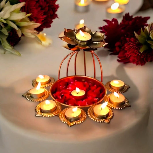 Designer Metal Lotus‑Shape Urli